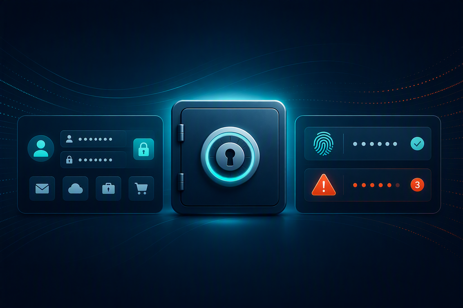 A graphic showing a digital lock